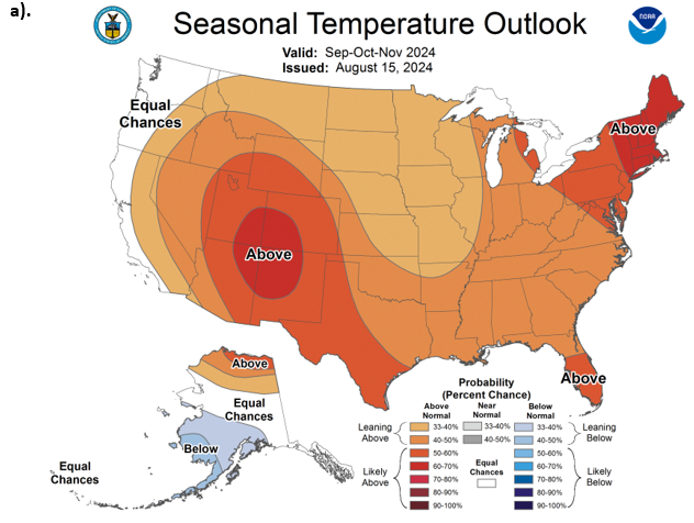 Map of seasonal temperature outlook by CPC