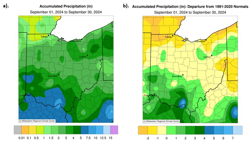 Maps of precipitation and departure from normal