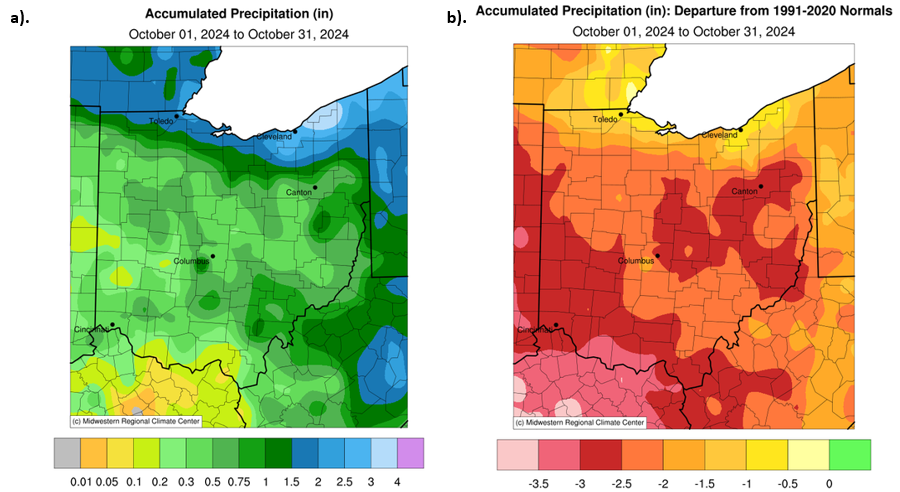 Maps of precipitation and departure from normal