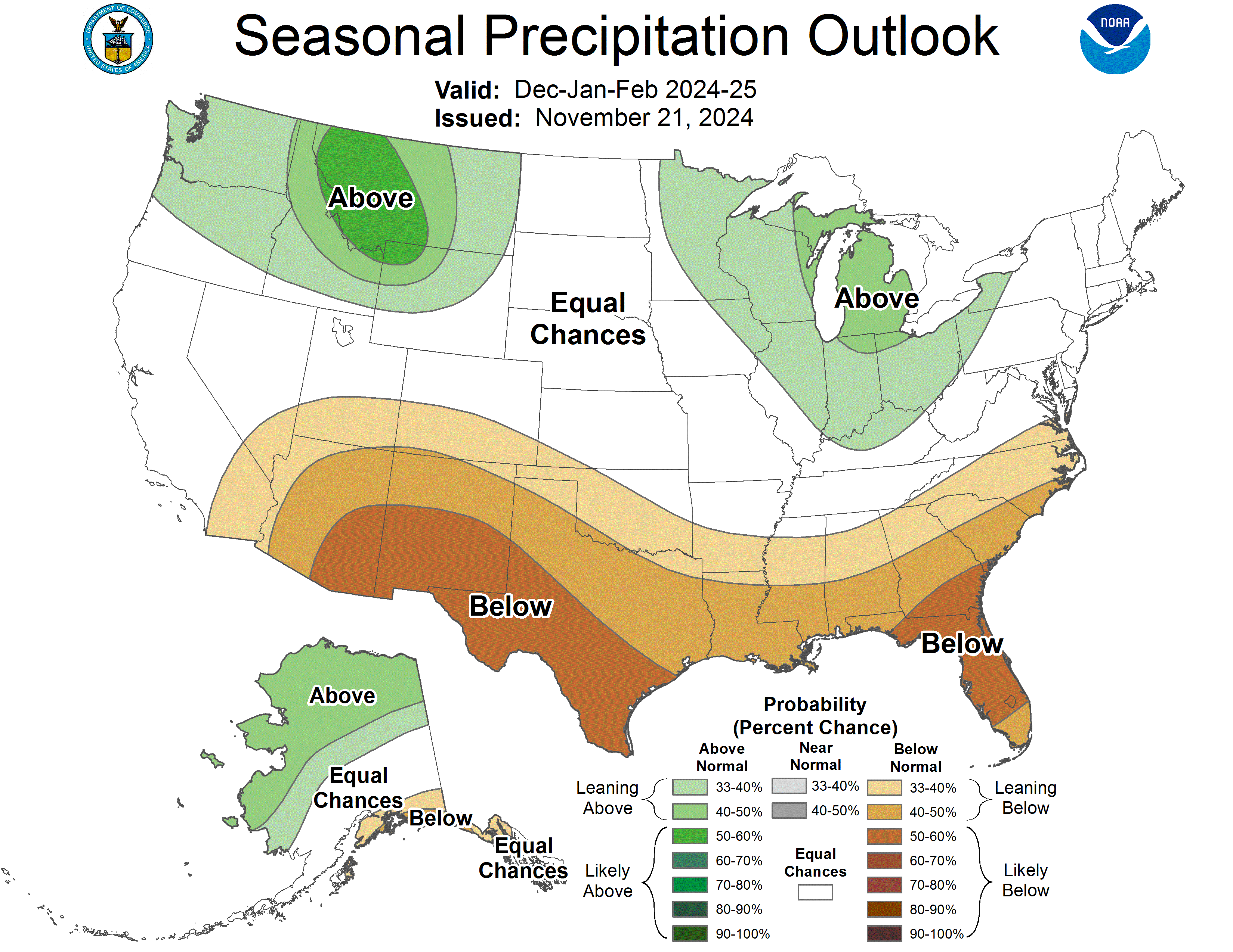 Map of the seasonal precipitation outlook.