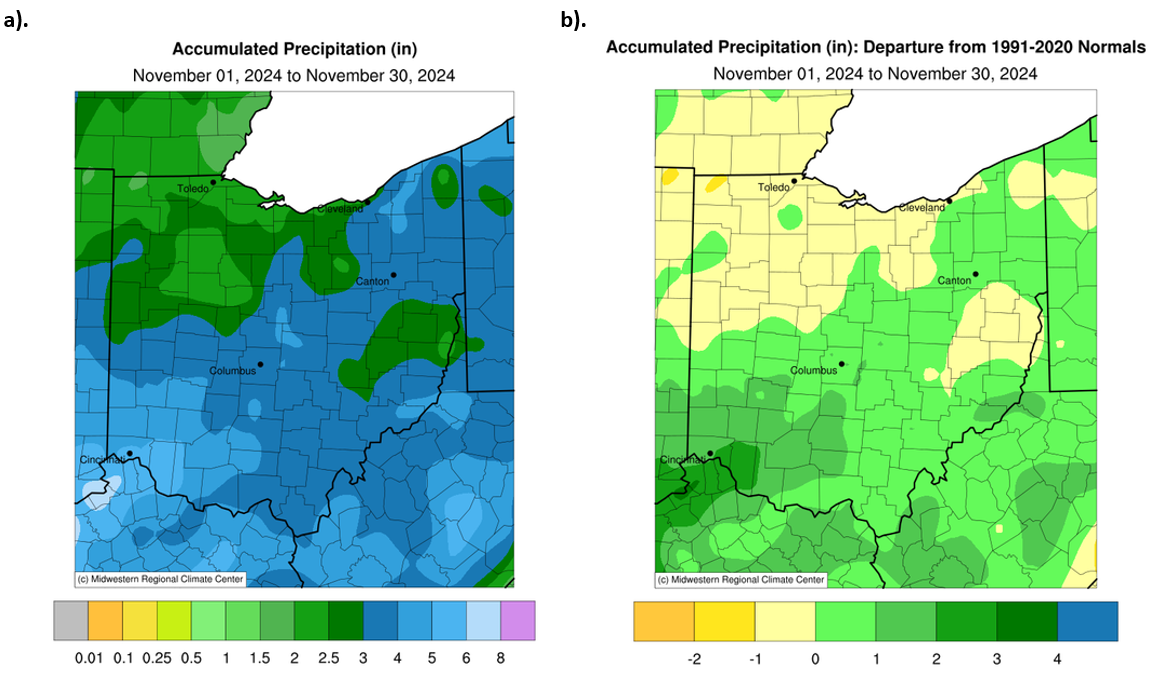 Maps of precipitation and departure from normal