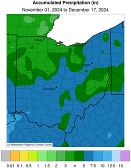 Map of accumulated precipitation