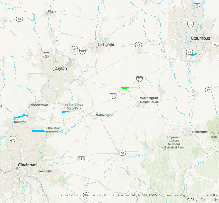 Map of tornado tracks