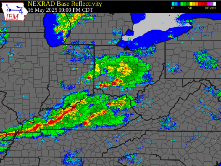 Map of radar reflectivity