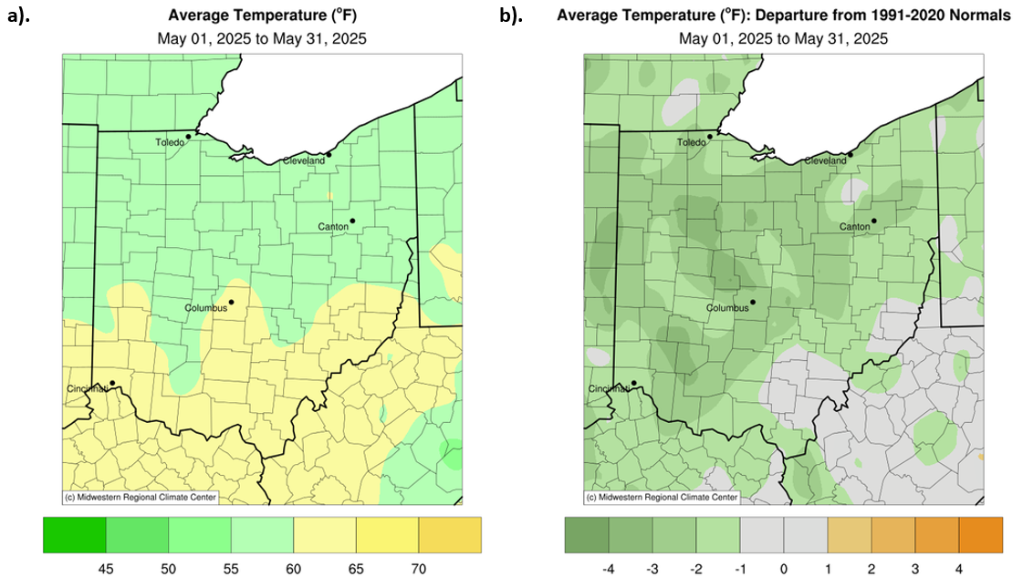 Map of temps in ohio