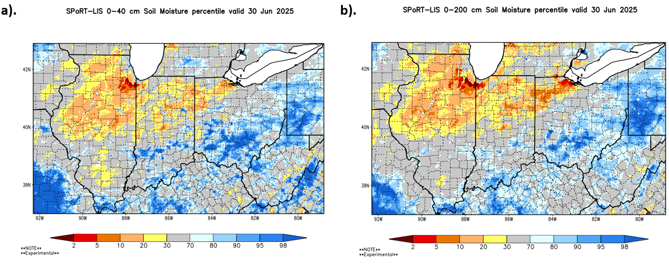 Maps of soil moisture in Ohio