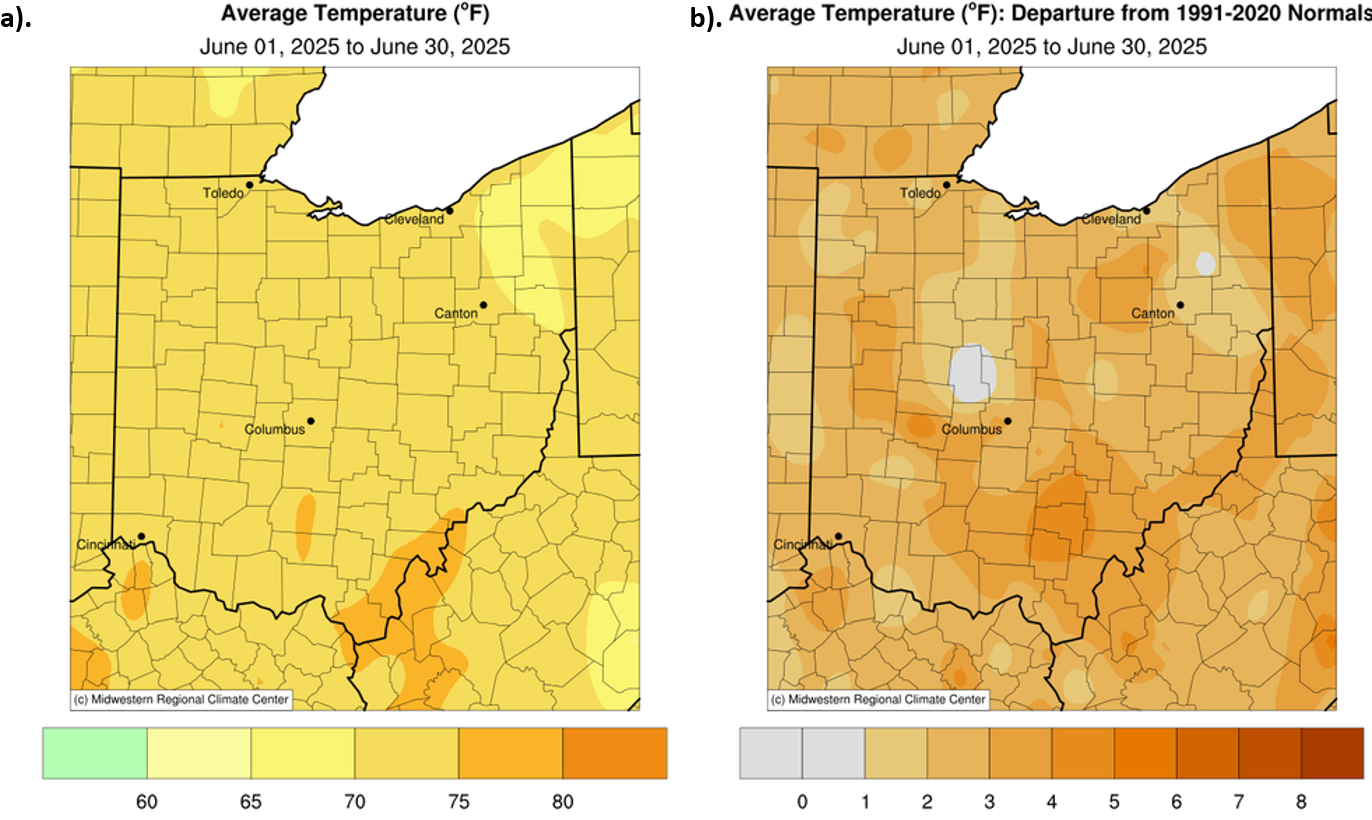 Maps of temperature in Ohio