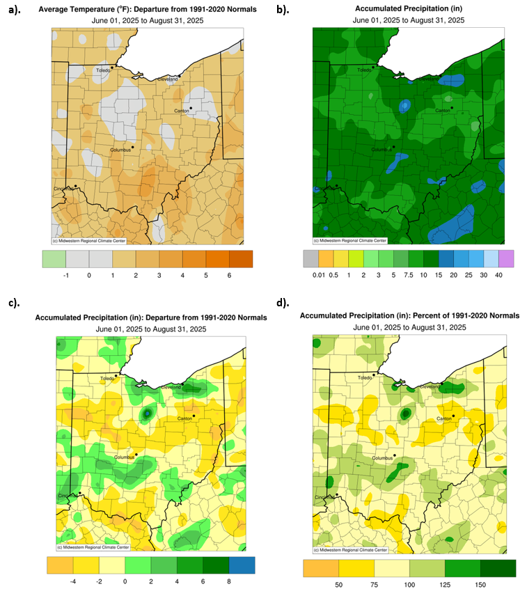 Maps of precipitation and temp in ohio
