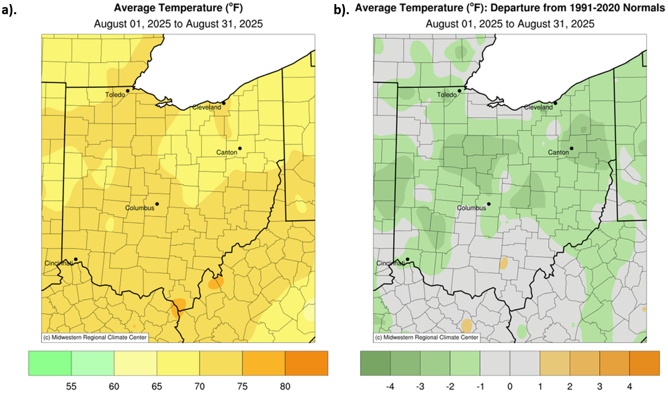 Maps of temperature in Ohio.