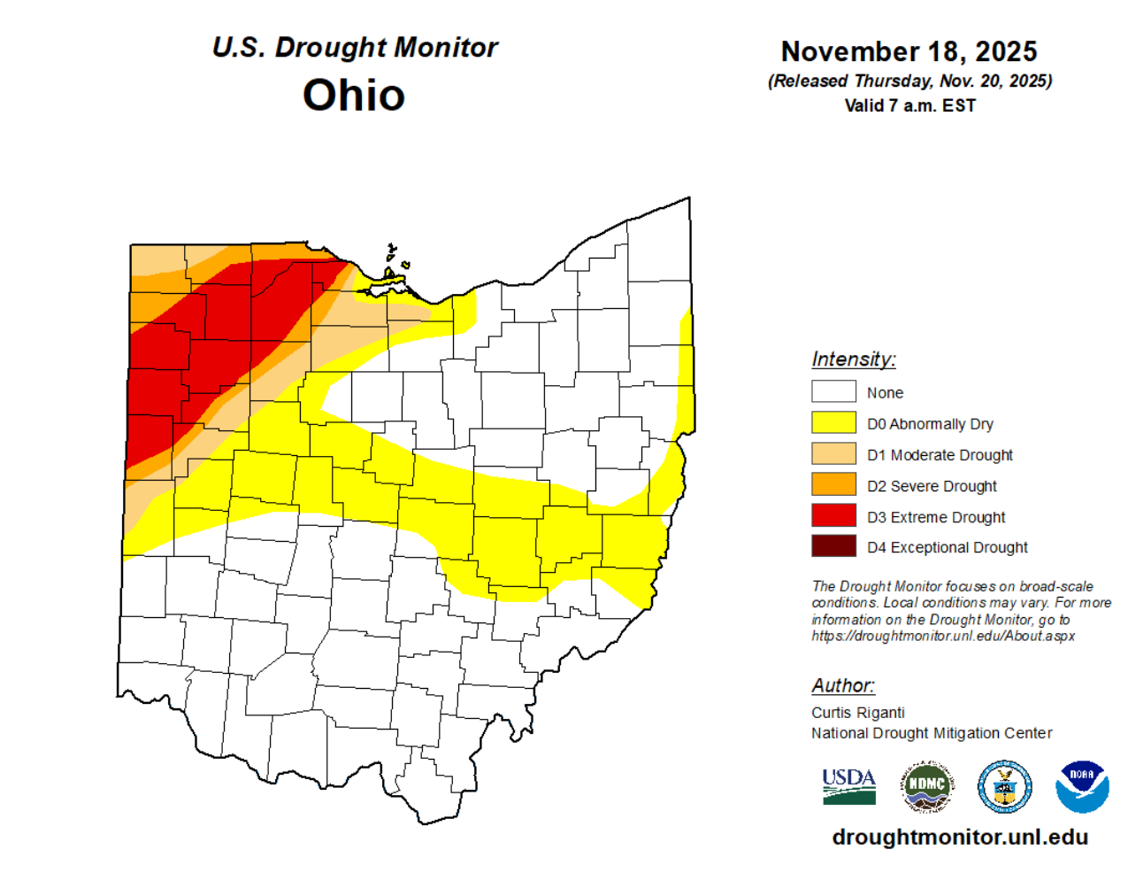 Ohio U.S. Drought Monitor updated November 20