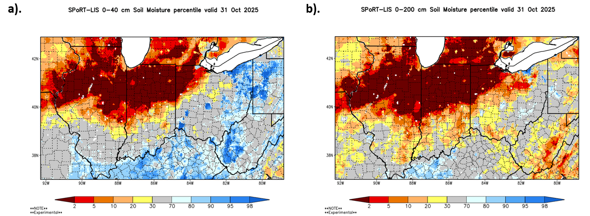 Maps of soil moisture in Ohio.