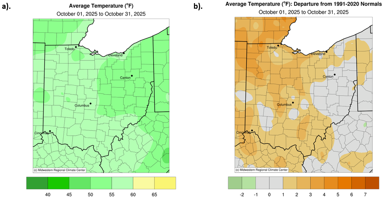 Maps of temperature in Ohio.