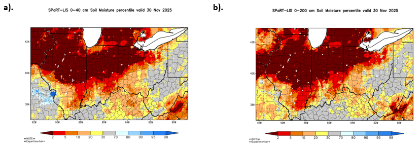 Map of 0-40 and 0-200 cm soil moisture.