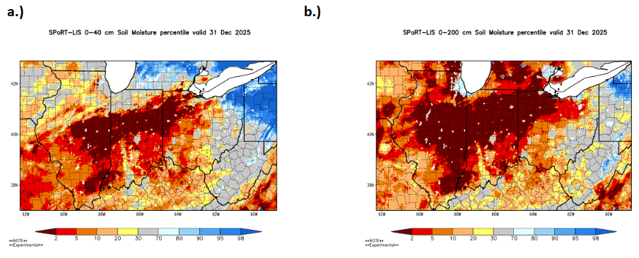 Map of 0-40 and 0-200 cm soil moisture.