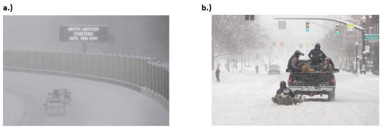 8a. A sign along SR-315 warns drivers of dangerous conditions as Winter Storm Fern continues to dump snow on the Columbus area on Jan. 25, 2026. 8b. A pickup truck pulls people on a sled north on High Street past Ohio State's campus as Winter Storm Fern continues to dump snow on the Columbus area on Jan. 25, 2026.