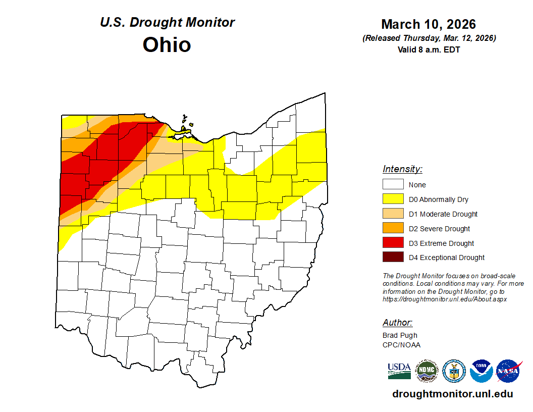 U.S. Drought Monitor for Ohio