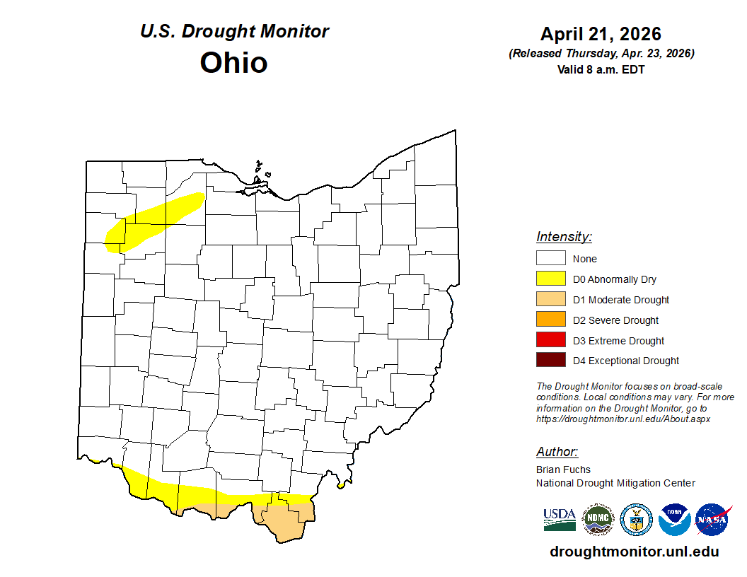 Map of drought monitor for ohio