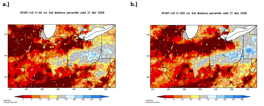 Map of 0-40 and 0-200 cm soil moisture.