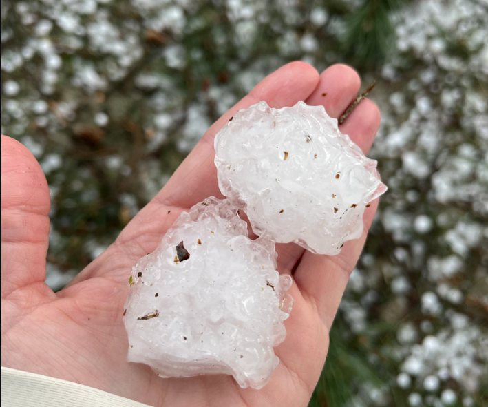 Golf ball-sized hail.