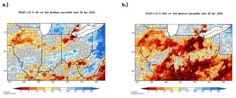 Map of 0-40 and 0-200 cm soil moisture.
