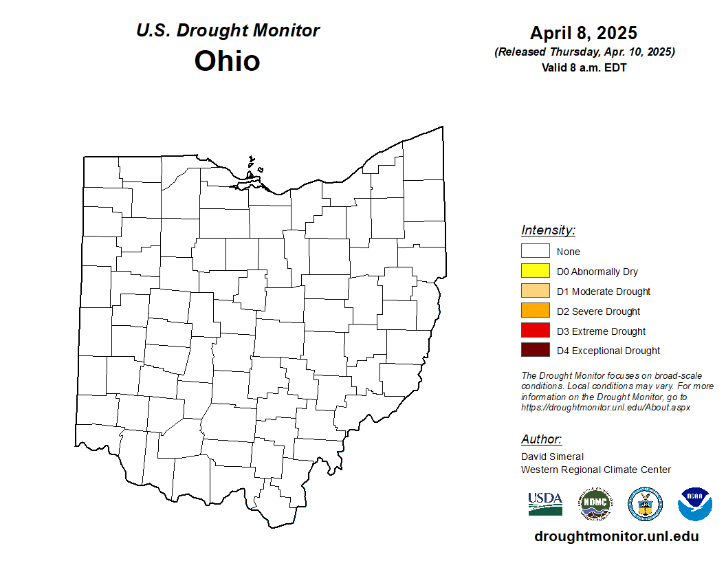 Drought Monitor map for Ohio