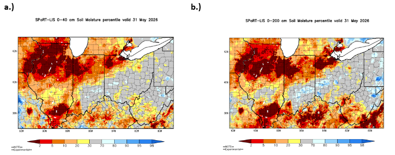 Map of 0-40 and 0-200 cm soil moisture.