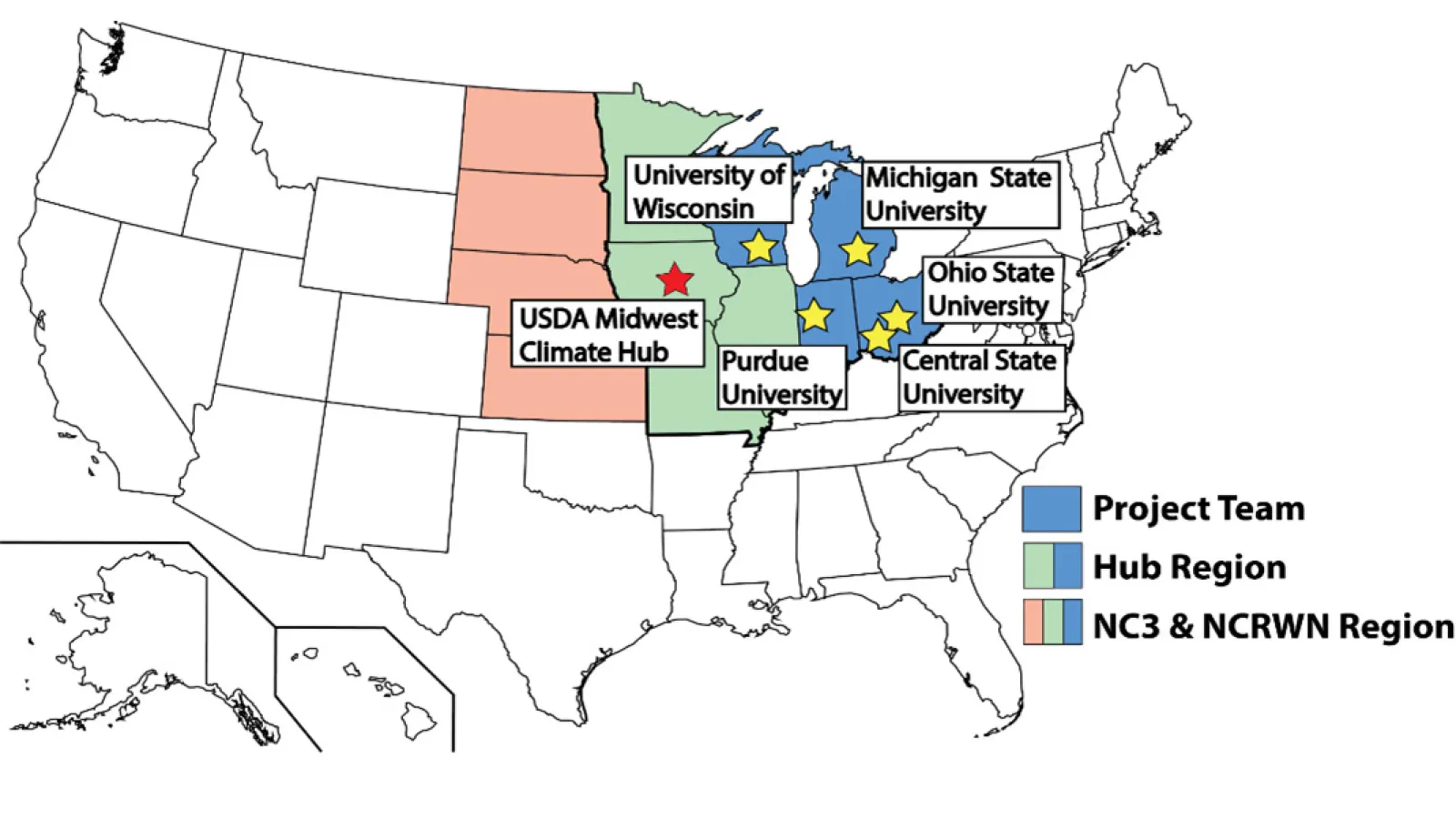 Map showing partners in the Midwest 