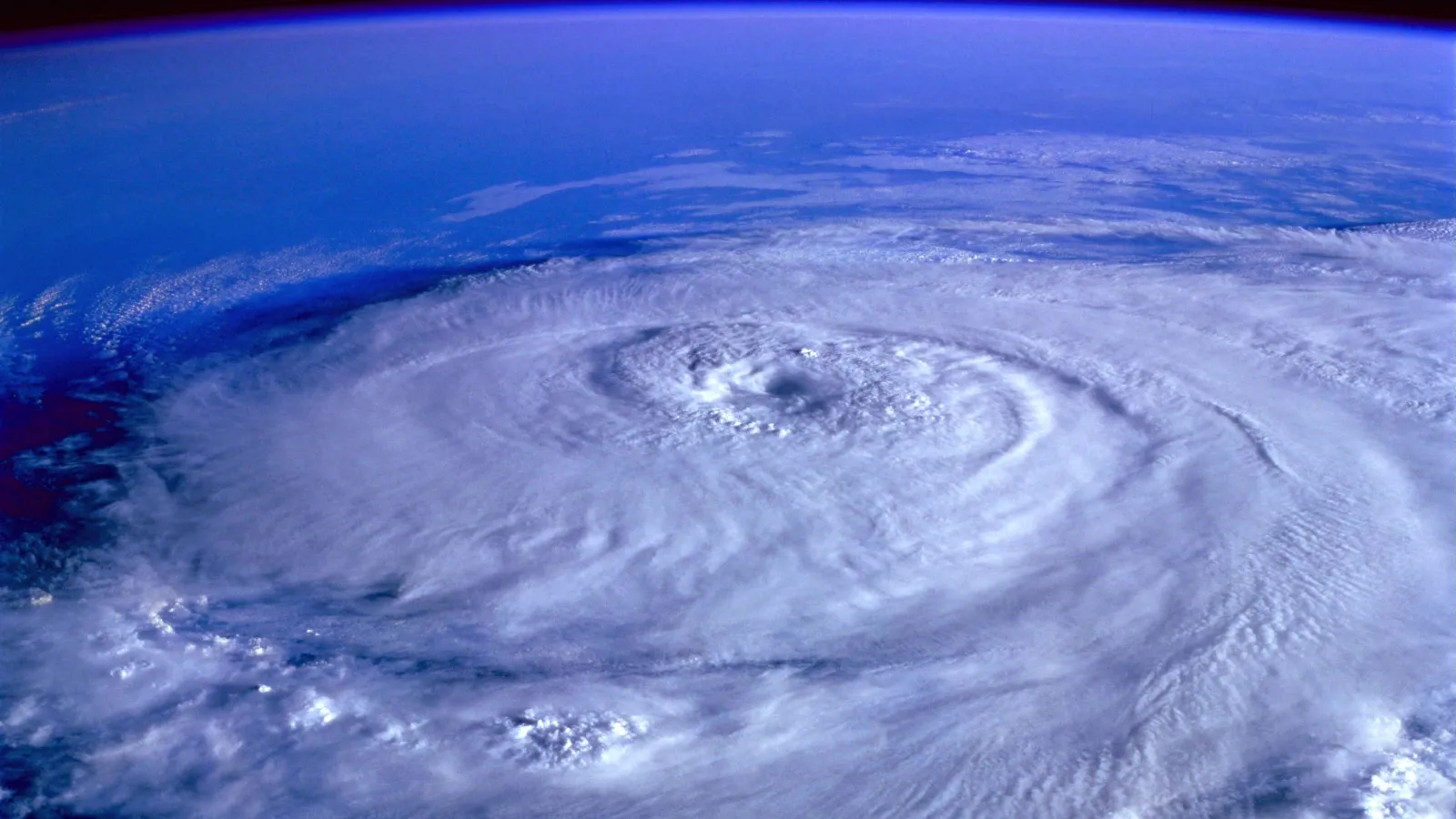 Satellite image taken from space showing a large hurricane