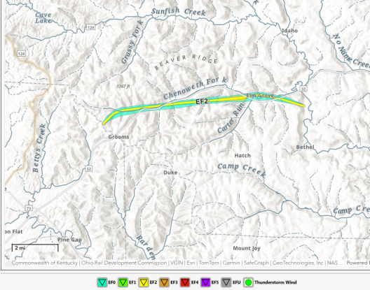 Tornado path.
