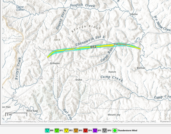 Tornado path.