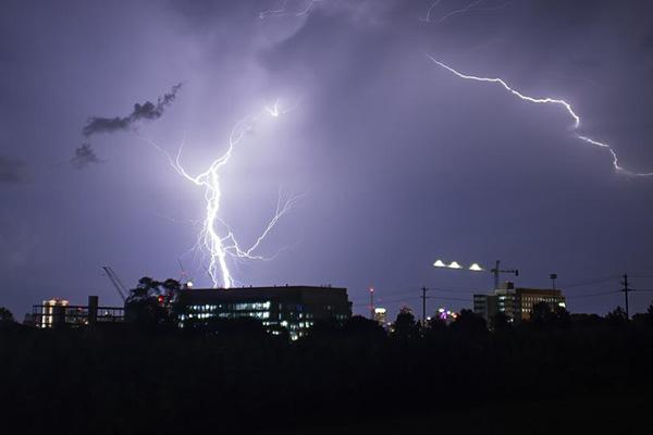 Lightning lighting up the night sky