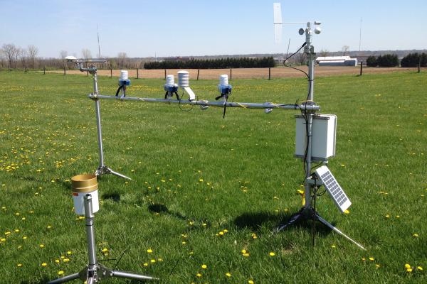 Weather station located in a field